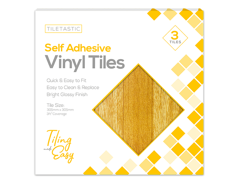 Dark Wood Adhesive Vinyl Floor Tiles 3pk